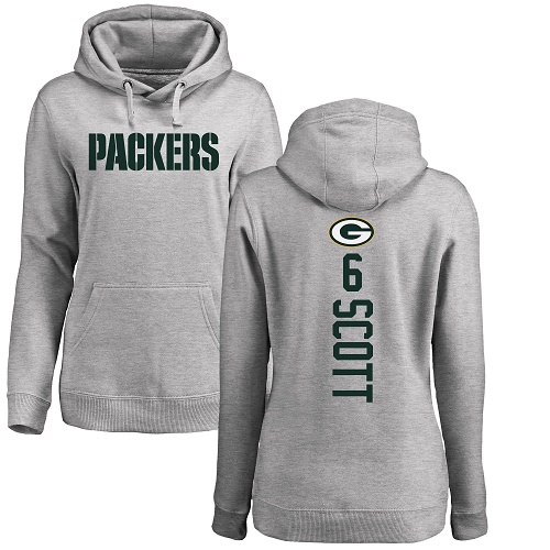 Green Bay Packers Ash Women #6 Scott J K Backer Nike NFL Pullover Hoodie
